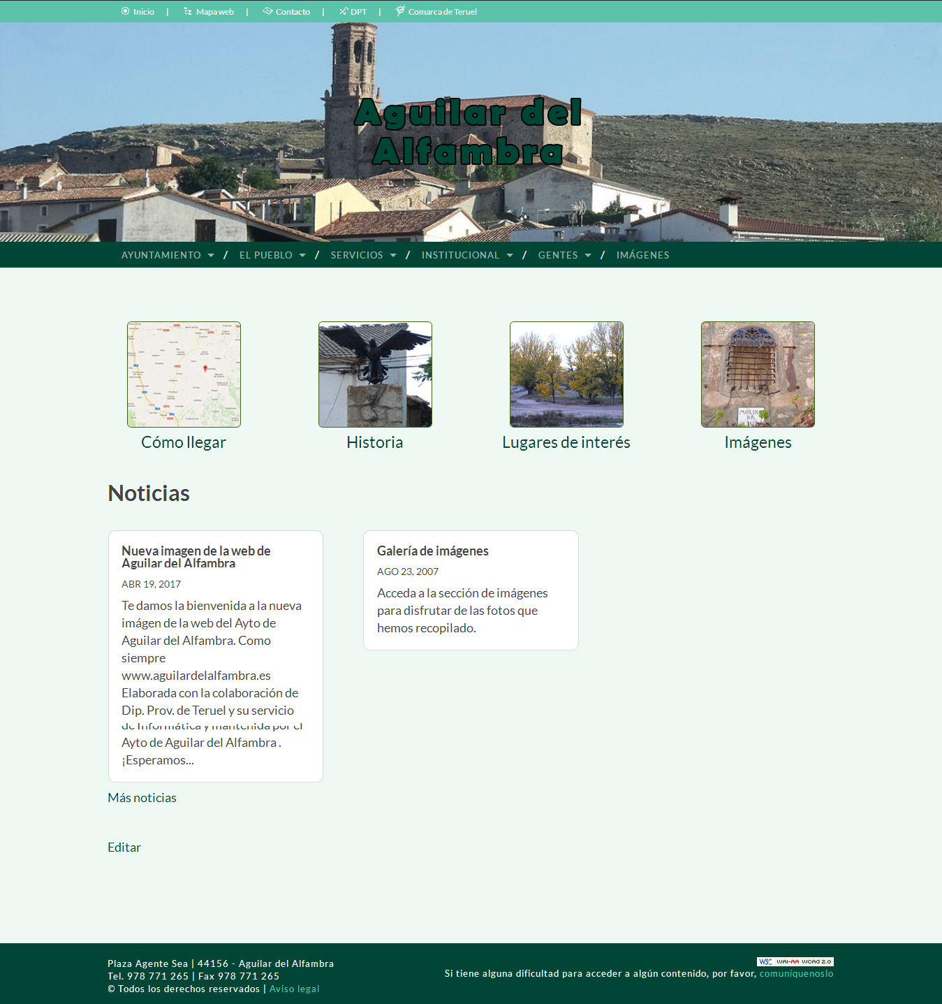 Nueva imagen de la web de Aguilar del Alfambra